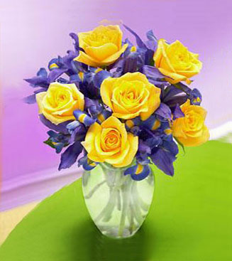 Iris & Yellow Rose Bouquet